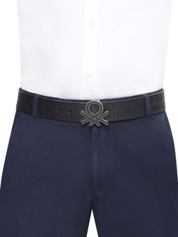 United Colors of Benetton - Tyrol Men Leather Reversible Belt - Black, S 80 cm