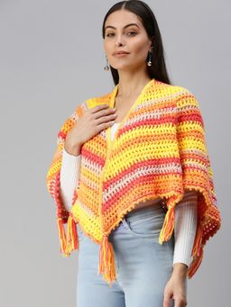 Magic Needles - Women Multi-Color Striped Handmade Shawl