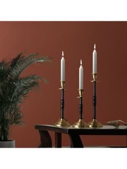 De Maison Decor - Olen Set Of 3 Candle Holders Black & Gold