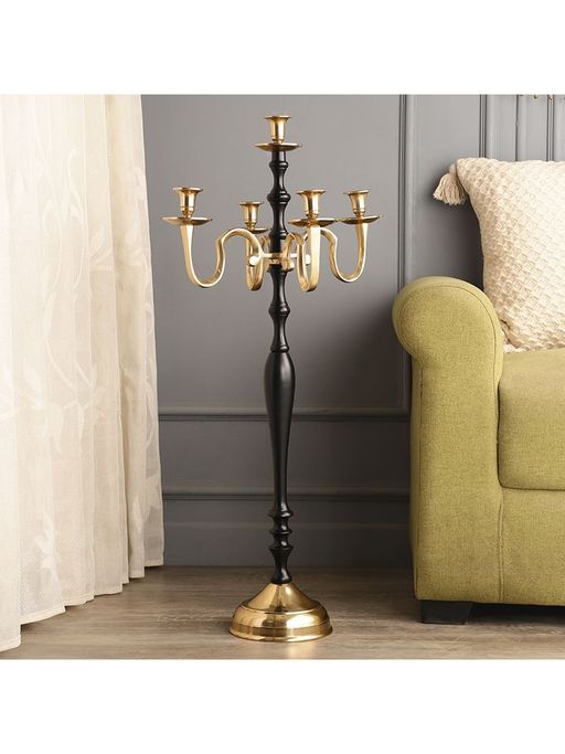De Maison Decor Tree Of Life Candle Holder Black & Gold