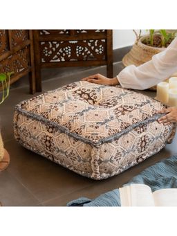 Ritualistic - Hand Block Print Square Floor Cushion