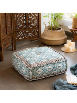 Ritualistic - Aztech Hand Block Print Square Floor Cushion