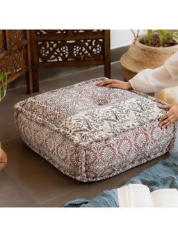 Ritualistic - Hand Block Print Square Floor Cushion