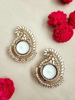 Forestkraft - Paisley T-Light Holder Set Metal & Mirror Work