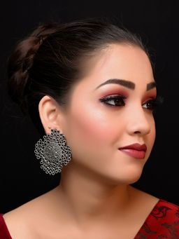 AG'S - Pushkar Big Oxidised Stud Earrings In Black