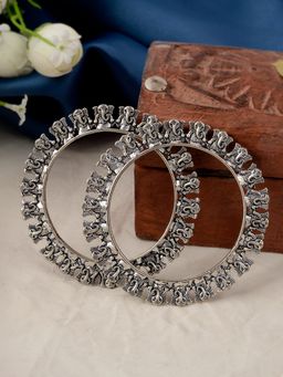 Silvermerc Designs - Oxidised Silver Plated Ganesh Design Handcrafted Bangles