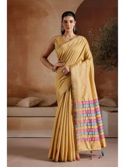 Mysilklove - Primrose Beige Handloom Bhagalpuri Saree with Unstitched Blouse