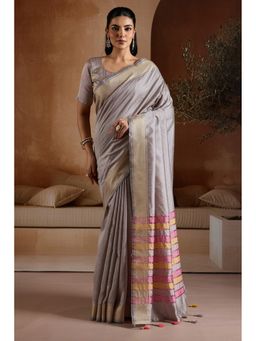 Mysilklove - Pantone Grey Handloom Bhagalpuri Saree with Unstitched Blouse