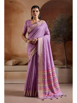Mysilklove - Eminence Purple Handloom Bhagalpuri Saree with Unstitched Blouse