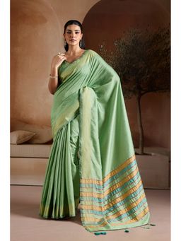 Mysilklove - Pista Green Handloom Bhagalpuri Saree with Unstitched Blouse
