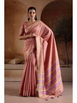 Mysilklove - Peach Handloom Bhagalpuri Saree with Unstitched Blouse