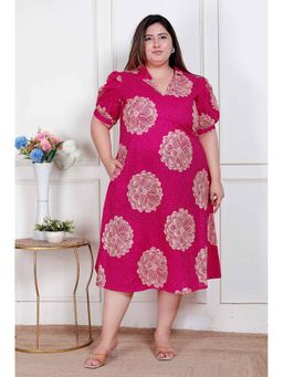 Doriyaan - Women Pink Cotton Floral Midi Dress