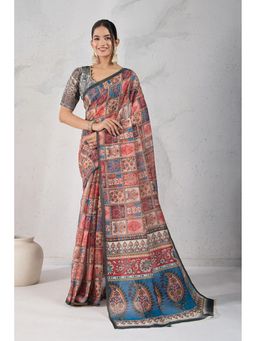 Mysilklove - Han Pink Digital Printed Saree with Unstitched Blouse