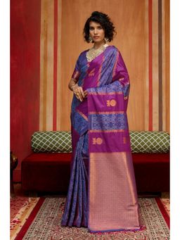 Mysilklove - Carolina Blue Banarasi Handloom Patola Saree with Unstitched Blouse