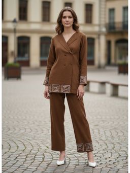 Indibelle - Women Brown Embroidered Co-Ord Set