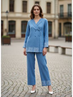 Indibelle - Women Blue Embroidered Co-Ord Set