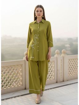 Indibelle - Women Green Embroidered Co-Ord Set