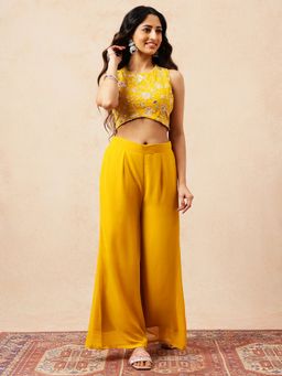 Vbuyz - Women Mustard Embroidered Co-Ord Set