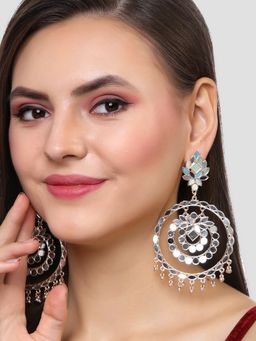 Karatcart - Rose Gold Plated Mirror Studded Round Shape Dangler Earrings for Women