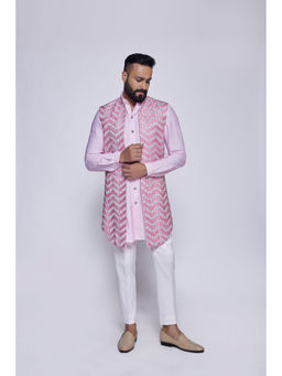 Arjun Kilachand - Embroidered Open Long Bundi (Set of 3)