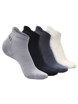 Heelium - Bamboo Ankle Socks-FreeSize UK7-11,4 Pairs,LGrey,Black,DGrey,White,Anti dour (Pack of 4)