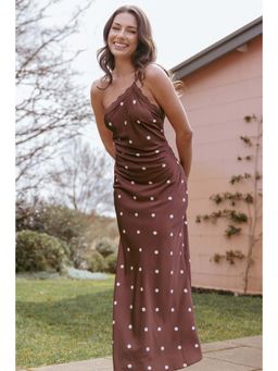Petal & Pup - Anika Maxi Dress - Brown Polka Dot