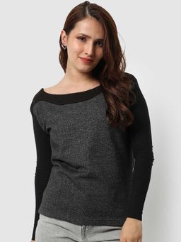 Campus Sutra - Womens Grey Solid Sweatshirt
