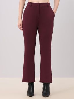 VERO MODA - Maroon Casual Plain Trouser