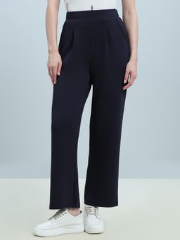 VERO MODA - Navy Blue Casual Plain Trouser