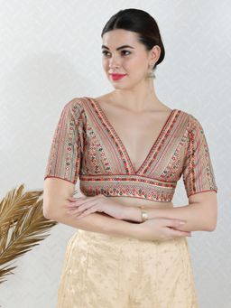 VAMAS - THE DESIGNER BLOUSES - Women Multi-Color V-Neck Padded Stitched Blouse