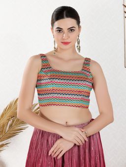 VAMAS - THE DESIGNER BLOUSES - Women Multi-Color Square Neck Padded Stitched Blouse