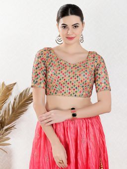 VAMAS - THE DESIGNER BLOUSES - Women Gold Sweetheart Neck Padded Stitched Blouse