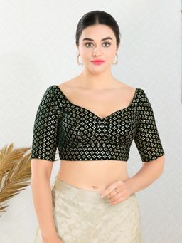 VAMAS - THE DESIGNER BLOUSES - Women Green Sweetheart Neck Padded Stitched Blouse