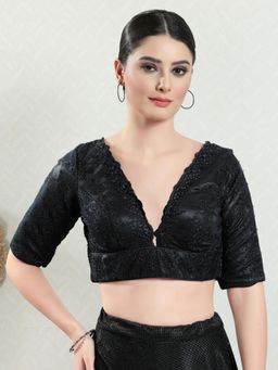 VAMAS - THE DESIGNER BLOUSES - Women Black V-Neck Padded Stitched Blouse