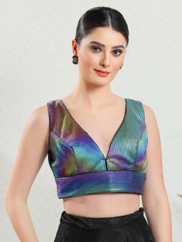 VAMAS - THE DESIGNER BLOUSES - Women Black V-Neck Padded Stitched Blouse