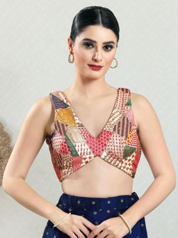 VAMAS - THE DESIGNER BLOUSES - Women White V-Neck Padded Stitched Blouse