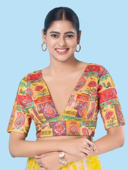 VAMAS - THE DESIGNER BLOUSES - Women Plunging Neck Padded Stitched Blouse