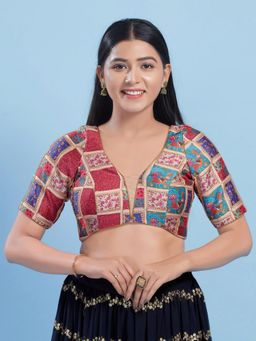 VAMAS - THE DESIGNER BLOUSES - Women Gold Sweetheart Neck Padded Stitched Blouse