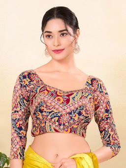 VAMAS - THE DESIGNER BLOUSES - Women Maroon Sweetheart Neck Padded Stitched Blouse