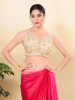 VAMAS - THE DESIGNER BLOUSES - Women White V-Neck Padded Stitched Blouse