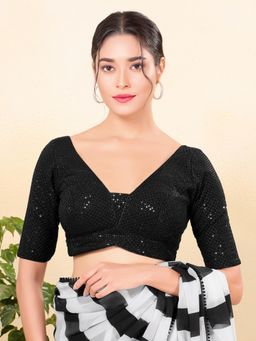 VAMAS - THE DESIGNER BLOUSES - Women Black V-Neck Padded Stitched Blouse