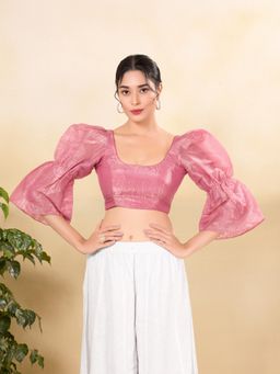 VAMAS - THE DESIGNER BLOUSES - Women Pink Round Neck Padded Stitched Blouse