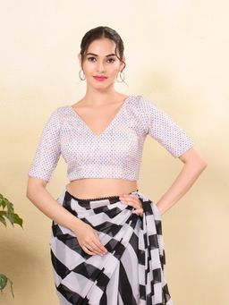 VAMAS - THE DESIGNER BLOUSES - Women White V-Neck Padded Stitched Blouse