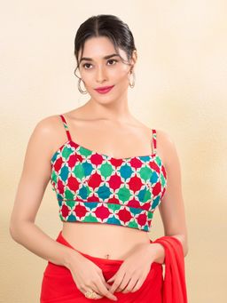 VAMAS - THE DESIGNER BLOUSES - Women Red Shoulder Strap Neck Padded Stitched Blouse