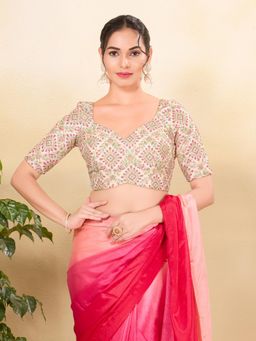 VAMAS - THE DESIGNER BLOUSES - Women Off White Sweetheart Neck Padded Stitched Blouse