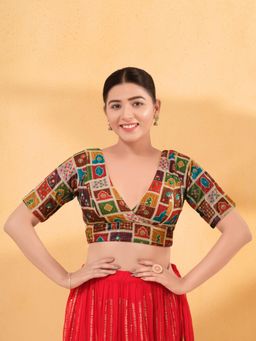 VAMAS - THE DESIGNER BLOUSES - Women Red V-Neck Padded Stitched Blouse