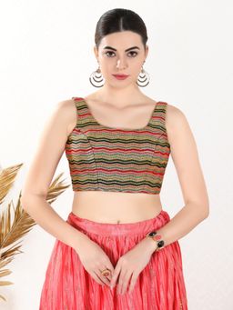 VAMAS - THE DESIGNER BLOUSES - Women Black Square Neck Padded Stitched Blouse