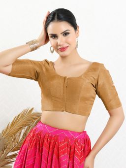 VAMAS - THE DESIGNER BLOUSES - Women Copper Round Neck Padded Stitched Blouse