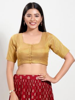 VAMAS - THE DESIGNER BLOUSES - Women Gold Square Neck Padded Stitched Blouse