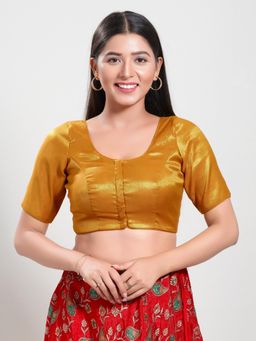 VAMAS - THE DESIGNER BLOUSES - Women Gold Square Neck Padded Stitched Blouse